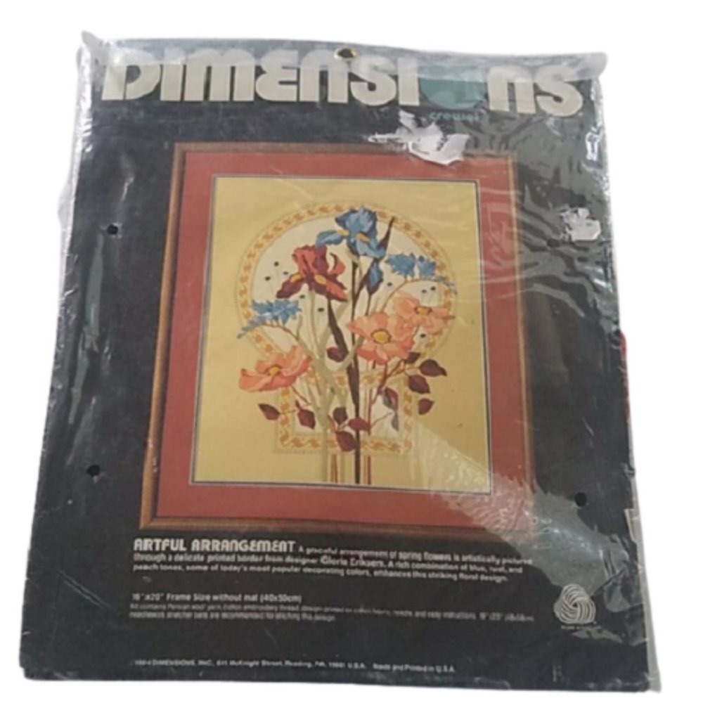 Dimensions Crewel "Artful Arrangement" Botanicals Flowers Large Kit